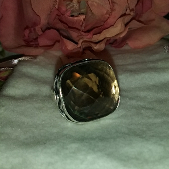 SS 20Ct Genuine Smokey Quartz Ring - Picture 4 of 7